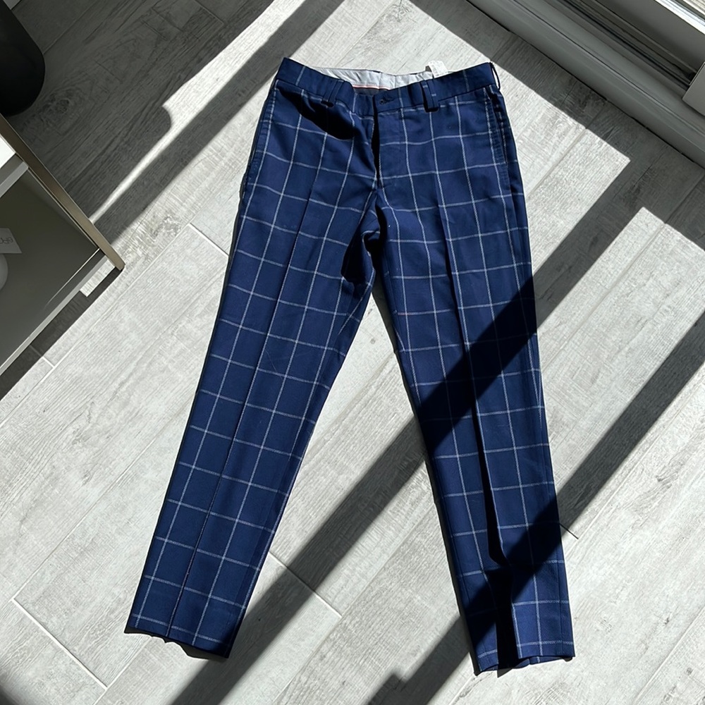 ZARA Men’s Navy Plaid Dress Pant